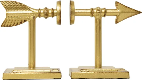 Vista 13 de Creative Co-Op Sujetalibros de hierro fundido en forma de flecha de bronce (juego de 2 piezas)