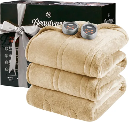 Vista 16 de Beautyrest Manta térmica, manta eléctrica, suave, cálida y reversible, manta térmica Sherpa para oficina, sofá, 3 ajustes de calor, apagado