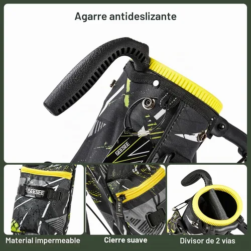 Vista 3 de Golf Stand Bag, 2 Way Dividers Golf Bag Negro