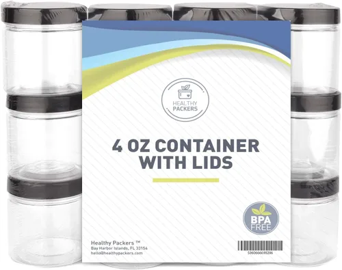 Vista 3 de Healthy Packers® Frascos Pequeños de Plástico con Tapas de 4 oz, Paquete de 12 - Frascos de Plástico Transparentes con Tapas de Rosca para Slime