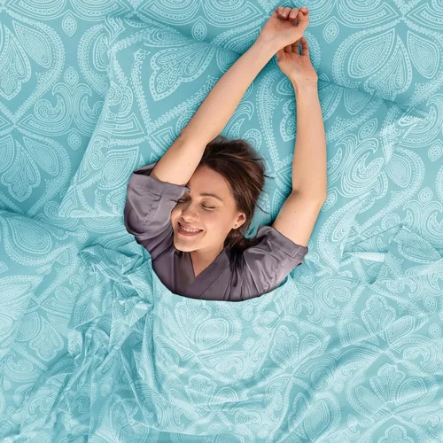 Vista 2 de LDC LUX Décor Colección - Juego de sábanas para cama de tamaño individual con estampado de cachemira – 4 piezas de sábanas de microfibra ultra