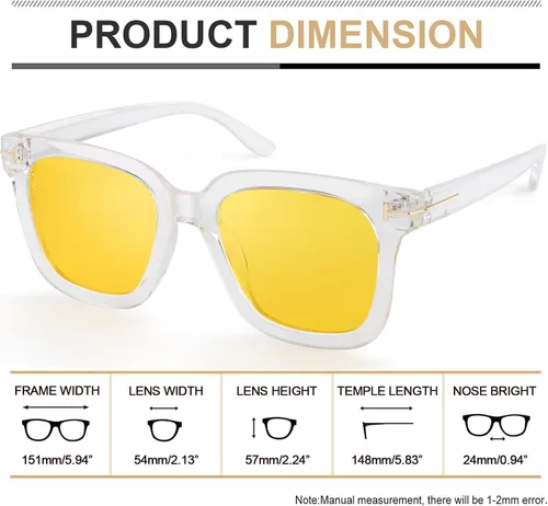 Vista 4 de Wzerry Gafas de sol polarizadas para mujer gafas de sol clásicas retro con marco cuadrado protección UV400