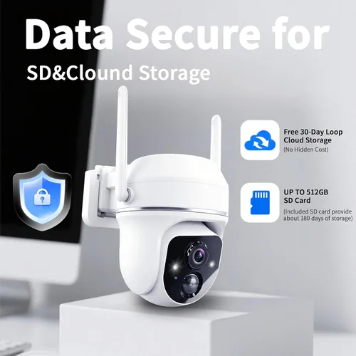 Vista 8 de Cámara inalámbrica de seguridad solar de 3 MP con visión de 360 ° con batería solar, cámara WiFi con detección de movimiento AI/conversación de 2