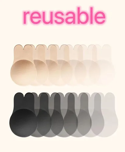 Vista 9 de RULASIN Fundas sin pezón, cinta de silicona para levantamiento de senos, brasier invisible adhesivo reutilizable para mujer