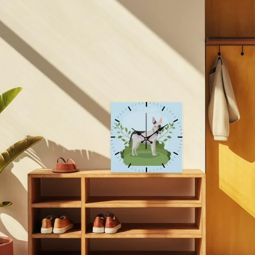 Vista 7 de Bull Terrier Dog Green Plants Clock Wall Wall Clocks Clock for Decorative Kitchen Clocks Reloj De Pared para Sala Battery Operated Garage for
