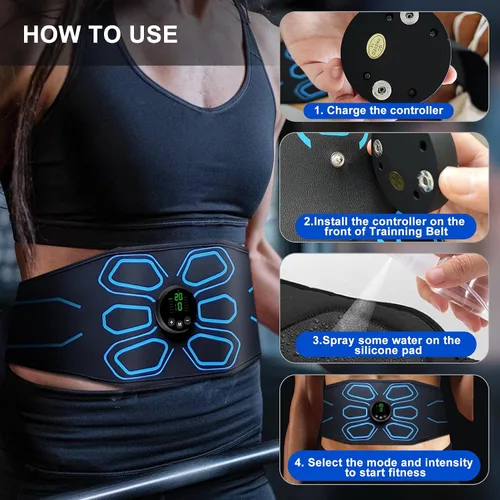 Vista 6 de Aprobado por la FDA - Estimulador Muscular MHD TENS Electrónico, Tonificador Muscular Abdominal, Máquina de Abdomen, Entrenador para Abdomen, Fácil