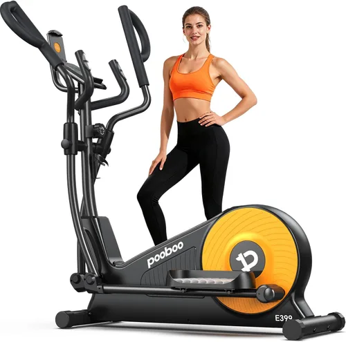Vista 9 de pooboo Máquina elíptica, máquina elíptica de ejercicio con resistencia de 16 niveles y sistema de conducción magnética silencioso, máquina elíptica