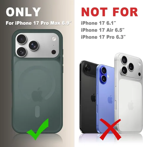 Vista 983 de Funda para Google Pixel 10 Pro XL, cubierta magnética mate, color negro Fit for MagSafe, Screen Protector included, Shockproof Military Grade