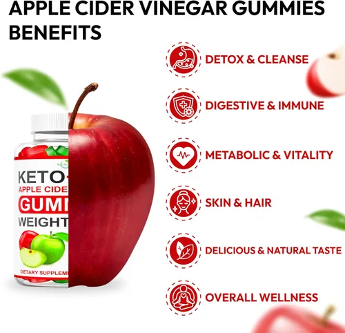 Vista 3 de Keto ACV Gummies Advanced Weight Loss - Suplemento de gomitas Keto ACV para mujeres y hombres, metabolismo, desintoxicación, limpieza, vinagre
