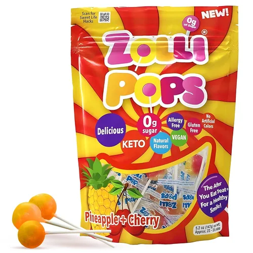 Vista 16 de Zolli Ball Popz Clean Teeth - Caramelos sin azúcar, sin colorantes, aptos para dieta keto y diabéticos, golosinas aprobadas por dentistas para niños