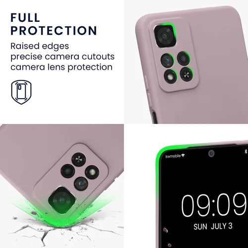 Vista 3 de kwmobile Funda compatible con Xiaomi Redmi Note 11 Pro+ 5G / Note 11 Pro Plus 5G - Funda protectora delgada de TPU con acabado mate suave - Malva