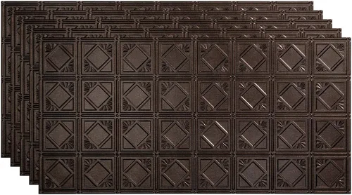 Vista 23 de FASÄDE Panel de techo decorativo de vinilo decorativo de estilo tradicional / patrón 4 de 2 x 4 pies en bronce bermudas (paquete de 5)