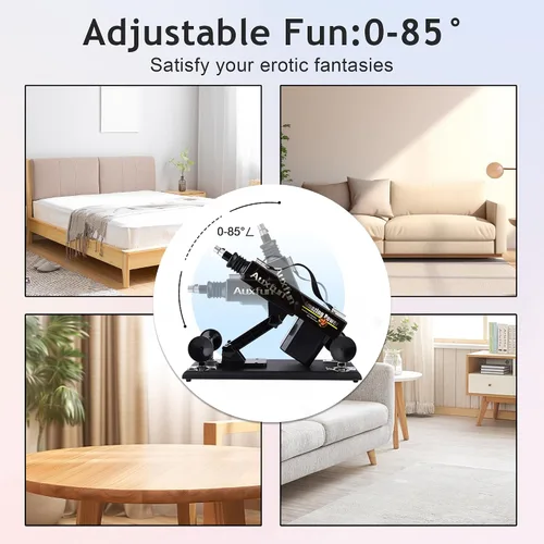 Vista 6 de Máquina sexual con ventosa, máquina de amor con consolador realista Negro