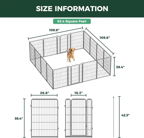 Vista 7 de FXW Aster - Corralito para perros diseñado para patio, 40 pulgadas, 16 paneles