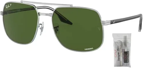 Vista 2 de Ray-Ban RB3699 - Gafas de sol cuadradas para hombres y mujeres + paquete con kit de gafas de cortesía de diseñador iWear