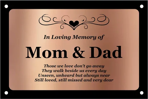 Vista 3 de Placa conmemorativa bellamente grabada para mamá y papá, uso en interiores y exteriores (negro y blanco)