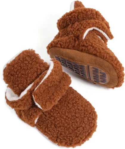 Vista 21 de Botines de forro polar para bebés, niños y niñas, pantuflas antideslizantes con agarre suave, zapatos de calcetín para recién nacidos, cuna
