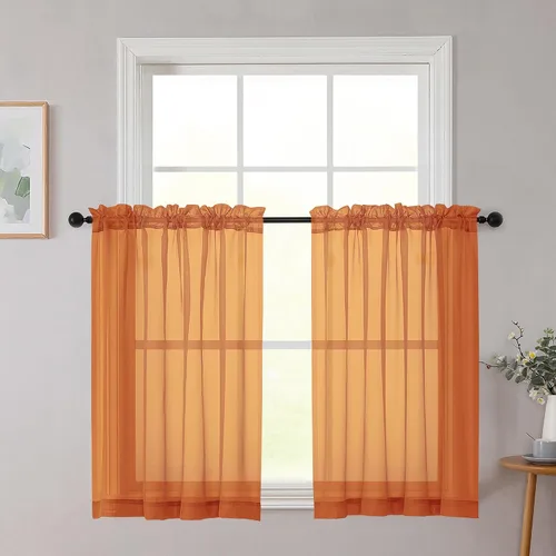 Vista 190 de 2 paneles de cortinas traslúcidas blancas para dormitorio, sala de estar, 96 pulgadas de largo, modernas, suaves, ligeras, con bolsillo para barra