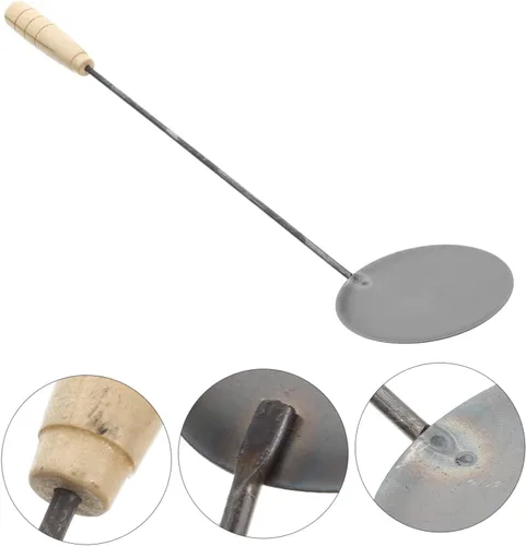 Vista 3 de Cuchara para freír aperitivos cuchara de metal antiadherente cuchara de aceite de cocina mango largo para freír alimentos