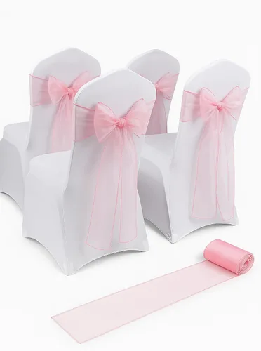 Vista 7 de Bandas de organza para decoración de lazos para silla, lazos para boda, recepción, eventos, decoración de banquetes, (paquete de 25, verde cazador)