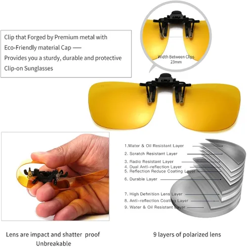 Vista 2 de Gafas de sol polarizadas con clip de metal abatible sin borde para gafas de prescripción