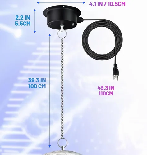 Vista 3 de Motor de bola de discoteca de velocidad lenta de 1 RPM, motor eléctrico rotador de bola de espejo resistente, admite bolas de 4" - 12" para DJ