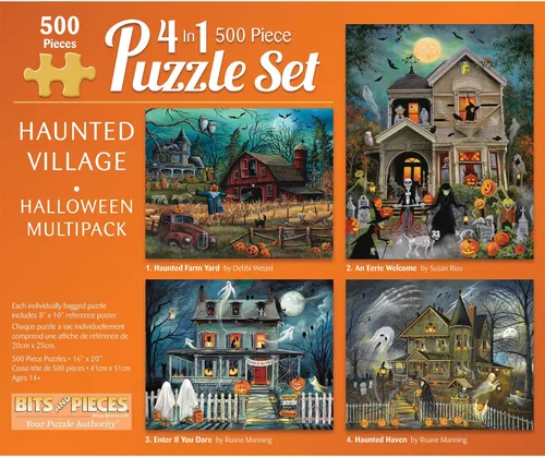Vista 10 de Bits and Pieces Juego de 4 rompecabezas de 1000 piezas - Juego de Halloween