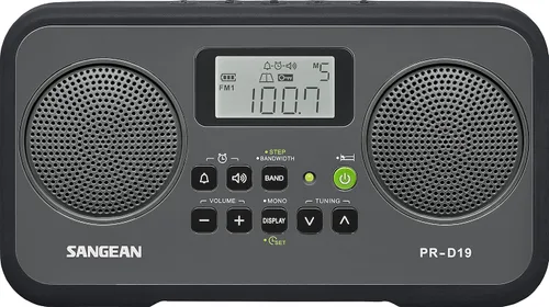 Vista 2 de Sangean PR-D19BK FM Stereo/AM Digital Tuning Radio portátil con parachoques protector (gris/negro) y ADP-PRD18 Adaptador de corriente alterna