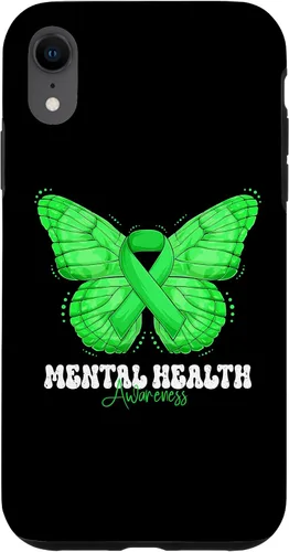Vista 8 de Funda de mariposa con cinta verde para iPhone 15 Mental Health Awareness Month
