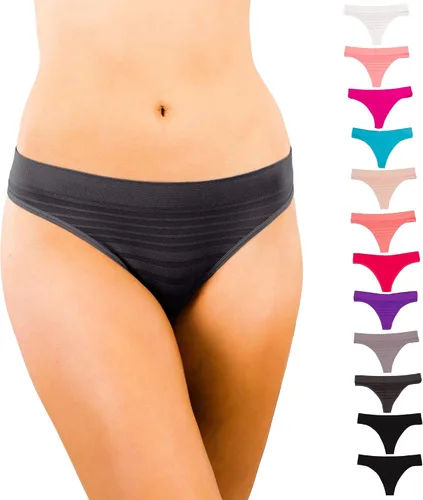 Vista 3 de Alyce Ives Intimates - Paquete de 12 tangas sin costuras para mujer