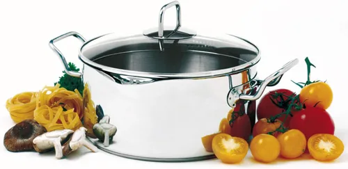 Vista 2 de Norpro KRONA - Olla ventilada de 5 cuartos de galón con tapa coladora, acero inoxidable, 645, plata