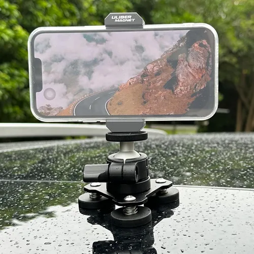 Vista 8 de ULIBERMAGNET Soporte magnético para teléfono con rotación de 360° con mini cabeza de bola, compatible con teléfonos inteligentes para coches, Jeep