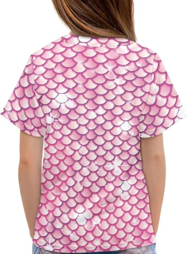 Vista 2 de JooMeryer - Camiseta de manga corta con estampado 3D de cola de sirena para niñas