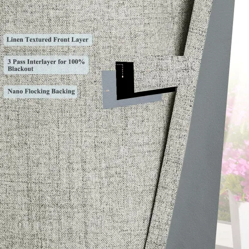 Vista 5 de Cortinas opacas con aspecto de lino de 84 pulgadas de largo, 100% absolutamente opacas, con aislamiento térmico, ahorro de energía, con textura, 2