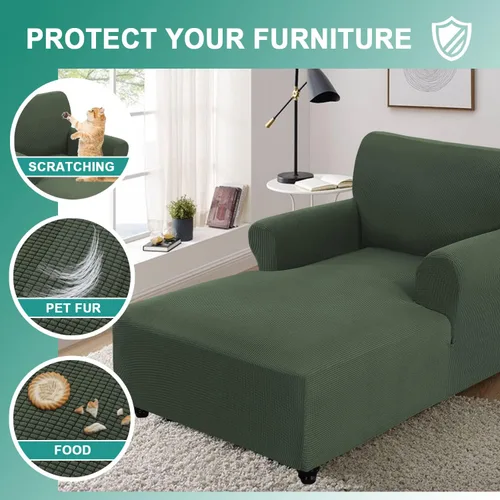 Vista 2 de MIFXIN Funda elástica para tumbona, funda elástica para sofá con doble brazo para sala de estar, dormitorio, diván, protector de muebles, tela Verde