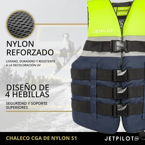 Vista 2 de Jetpilot S1 Chaleco salvavidas de nailon aprobado por la Guardia Costera PFD-Neon-L/XL
