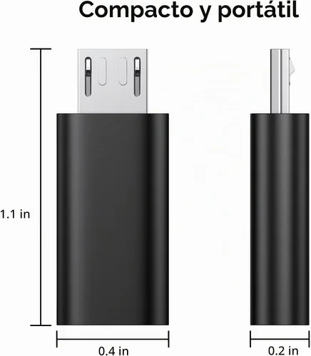Vista 2 de Vanjua Paquete de 2 adaptadores micro USB a USB C, adaptador de transferencia de datos, para Galaxy S7/S7 Edge/S6/J7, LG G4 y más dispositivos Negro