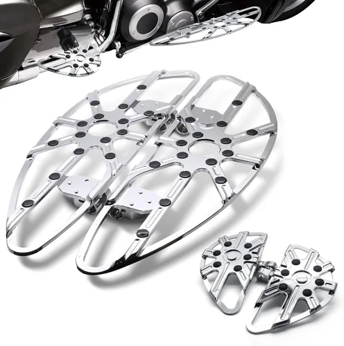 Vista 9 de MZS Plataformas de motocicleta para pasajero y conductor, estribos anchos, pedales estirados, color negro, compatibles con Dyna FLD/Electra Road