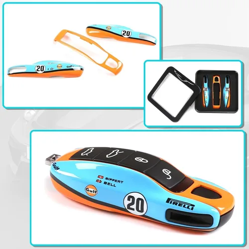 Vista 4 de Funda para llave de automóvil para Porsche Panamera 2010-2019, Cayenne 2011-2020, 911 2013-2020, Macan 2014-2019, Boxster 2013-2016, Cayman