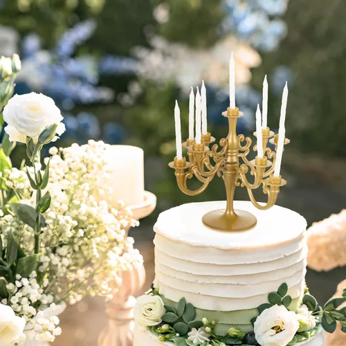 Vista 5 de Decoraciones creativas para tartas, 2 piezas, adornos de candelabros, decoración de cupcakes de boda, suministros de fiesta de cumpleaños