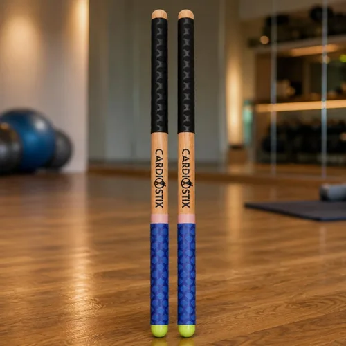 Vista 8 de CardioStix Baquetas de cardio de madera de nogal americano con peso de 4.5 onzas por juego (1 par) con empuñaduras negras Batería, fitness, clase