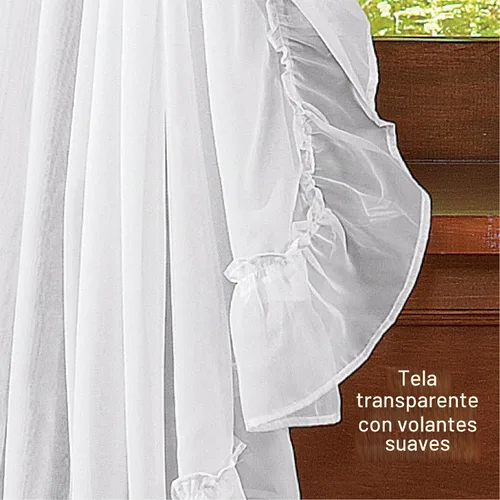 Vista 5 de Isabella Ruffled Sheer tela cortina de bolsillo ventana Barra Set Azul