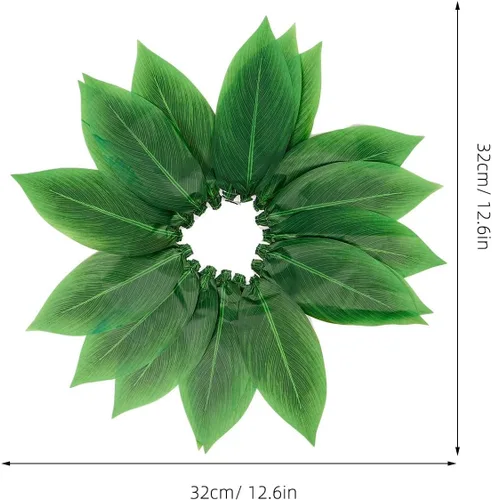 Vista 2 de LUOZZY Falda de hoja hawaiana Hula de hoja tropical, falda hula de hierba verde, falda de hula hawaiana disfraz hawaiano Halloween Luau suministros