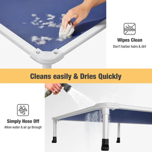 Vista 29 de Veehoo Cama elevada para perros a prueba de mordidas - Cuna elevada refrescante para mascotas - Marco de aluminio plateado y tela de malla