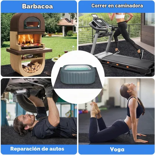 Vista 5 de Tapete para Bañera de Hidromasaje de 80 * 80 Pulgadas, Almohadilla Inflable Extra Grande para Bañera de Hidromasaje para Exterior e