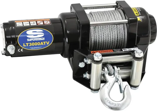 Vista 3 de Superwinch 1130220 LT3000ATV 12 VDC, cabrestante 1,360kg con guía de rodillo, placa de montaje, interruptor basculante en el manillar y control