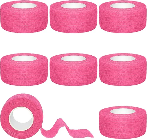 Vista 18 de Tindobewan Envoltura de vendaje autoadhesiva, 1 pulgada, 8 rollos, color negro Vendaje cohesivo transpirable Vet Tape Vendaje adhesivo elástico
