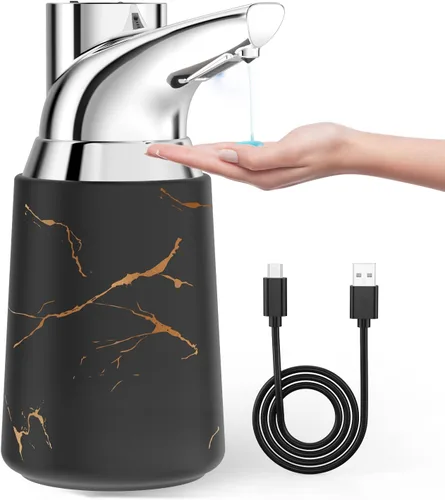 Vista 9 de Paquete de 2 dispensadores automáticos de jabón líquido sin contacto, negro, 4 niveles ajustables, moderno, tipo C, recargable, sensor eléctrico