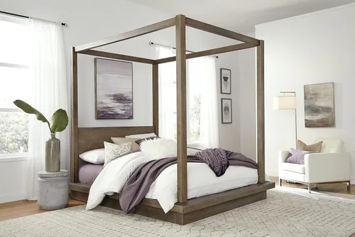 Vista 11 de Modus Furniture Cama con paneles de madera maciza, Queen, Broderick - Marrón avena silvestre