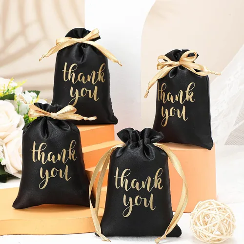 Vista 3 de Sieral 50 bolsas de regalo de satén con cordón para joyas, bolsas para dulces para el día del padre, boda, baby shower, despedida de soltera, fiesta
